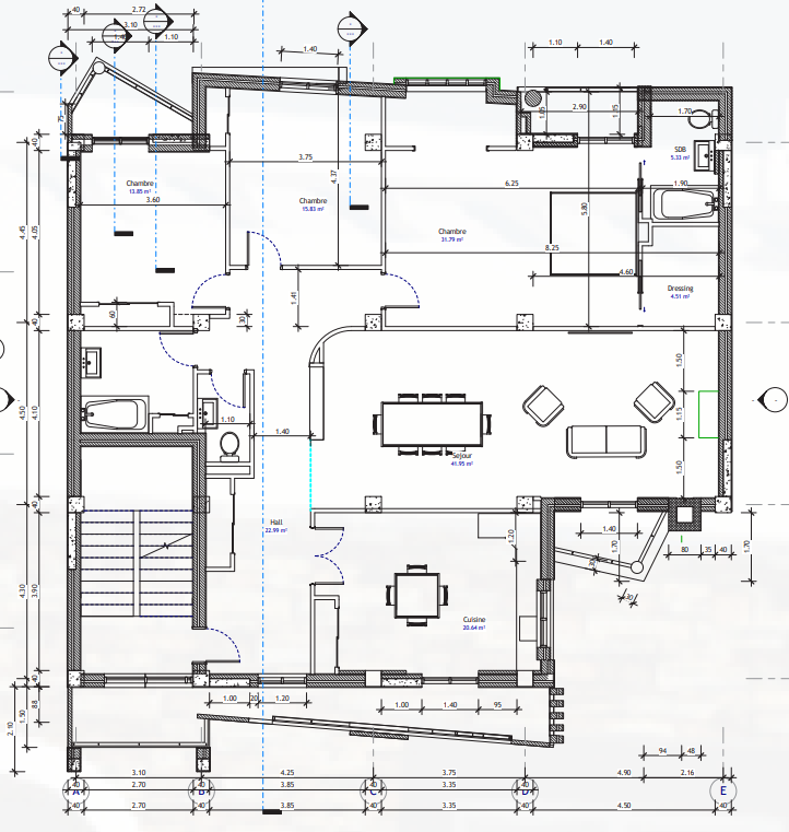 Technischer Revit-Grundriss eines separaten Wohnprojekts